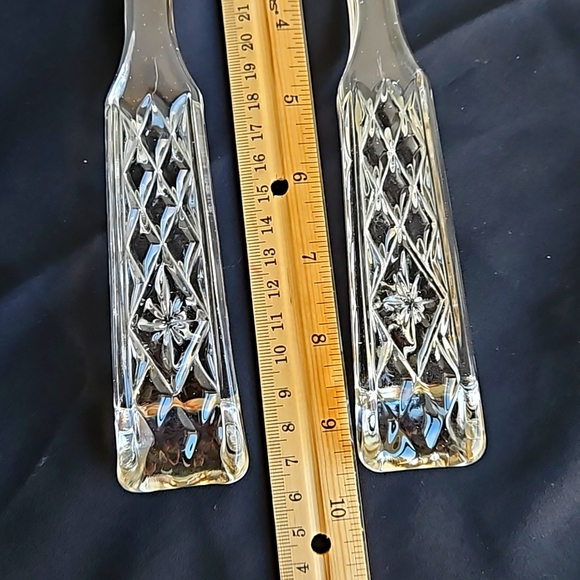 Vintage Anchor Hocking WEXFORD Pattern GLASS Fork and Spoon Serving Set - Picture 7 of 7